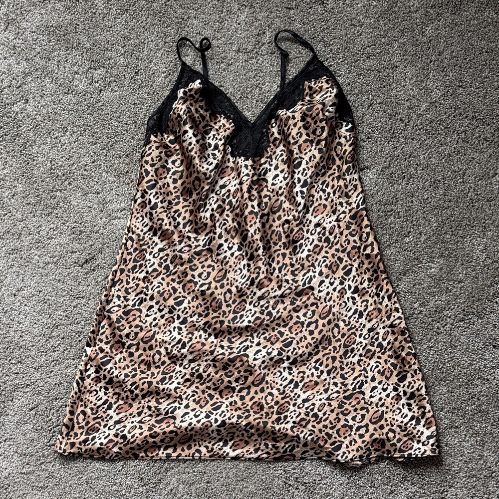 Victoria's Secret Leopard Print Chemise with Black Lace